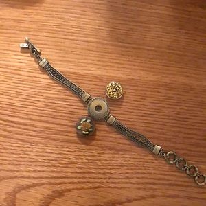 Bronze colored snap bracelet with two snaps- EUC